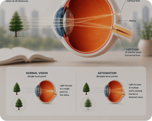 Astigmatism eye illustration