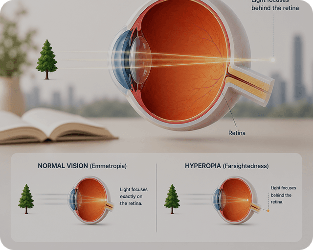 Hyperopia eye illustration
