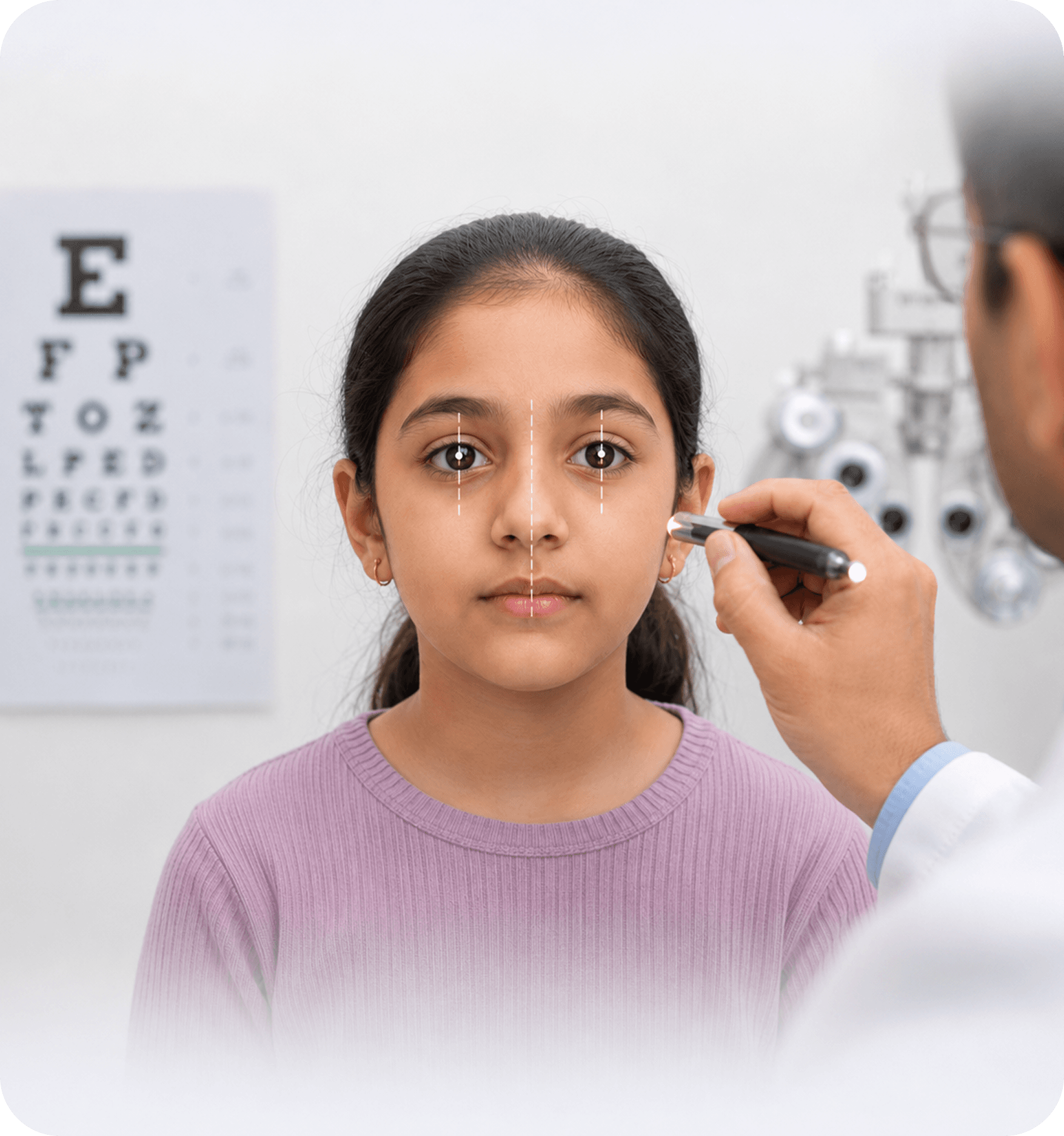 Child undergoing an eye alignment test
